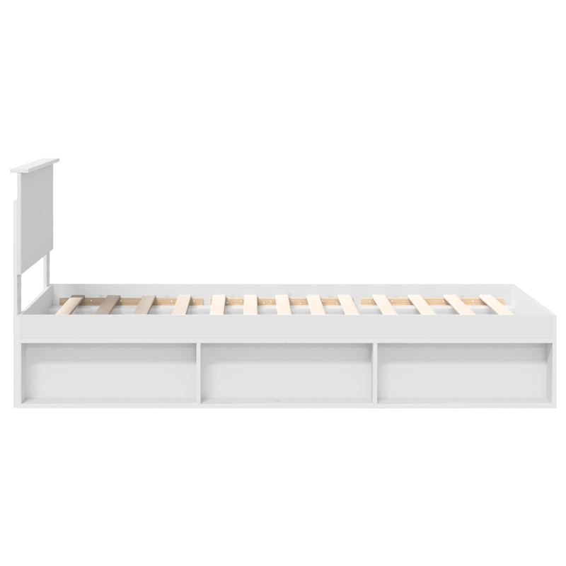 Ramka łóżka Z zagłówkiem Biały 90 x 200 cm Lite drewno sosnowe