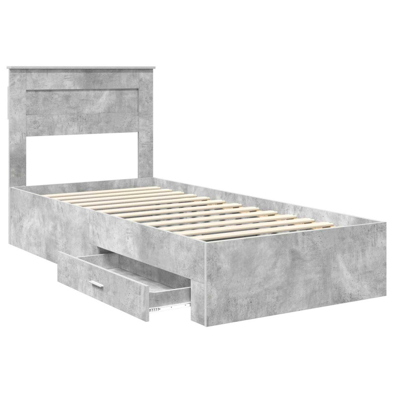 Ramka łóżka Betonowy szary 90 x 190 cm Materiał drewnopochodny