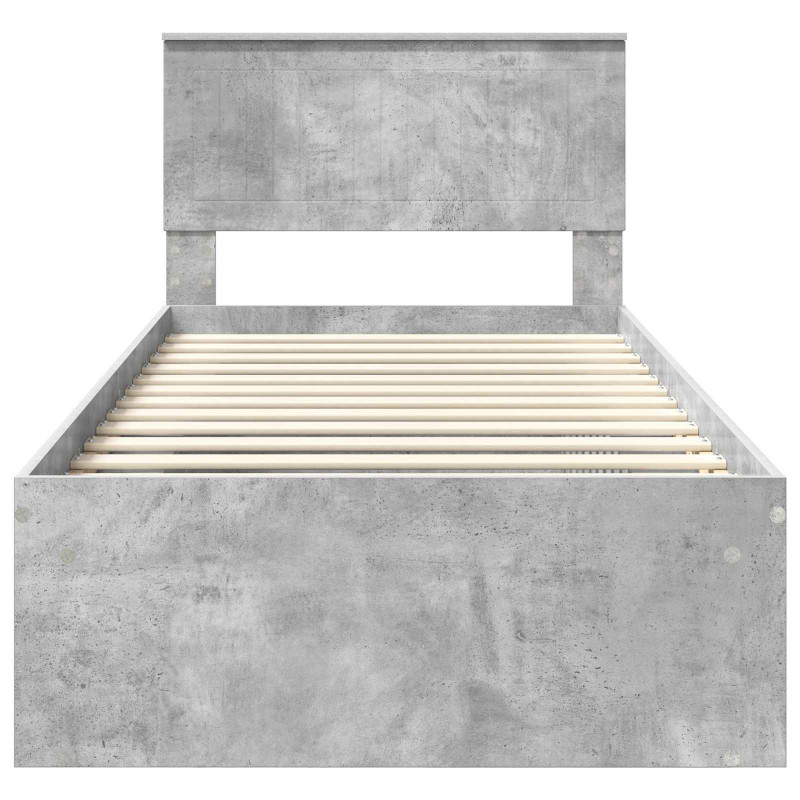 Ramka łóżka Betonowy 90 x 200 cm Lite drewno sosnowe