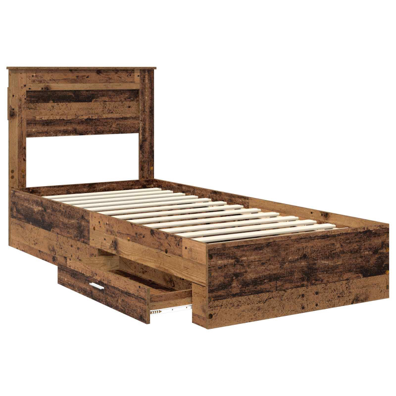 Ramka łóżka Stare drewno 90 x 190 cm Materiał drewnopochodny