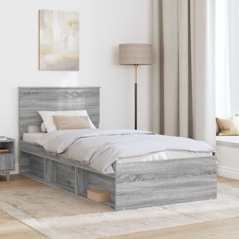 Ramka łóżka Szary Sonoma 90 x 200 cm Lite drewno sosnowe
