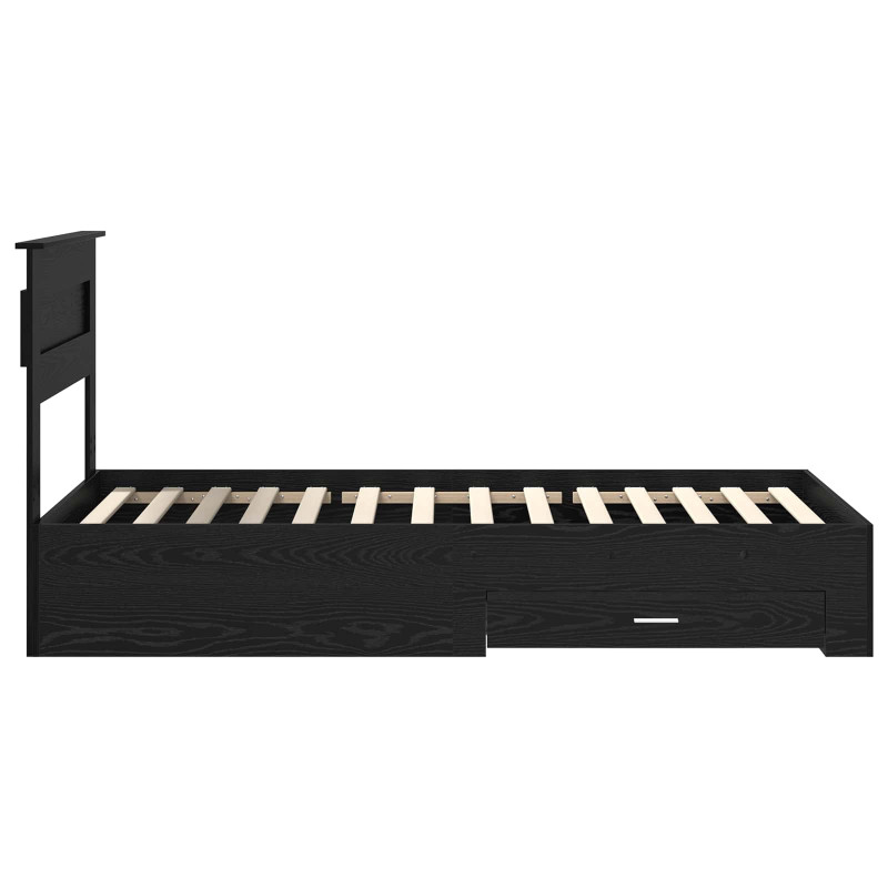 Ramka łóżka Czarny Dąb 90 x 200 cm Materiał drewnopochodny