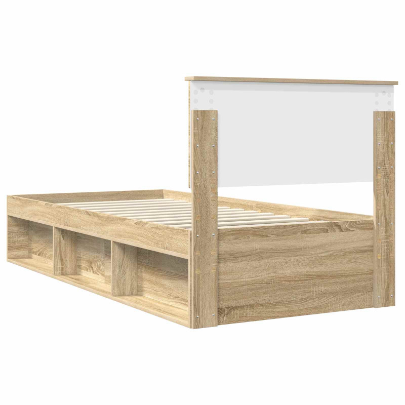 Ramka łóżka Z zagłówkiem Sonoma 90 x 190 cm Lite drewno sosnowe