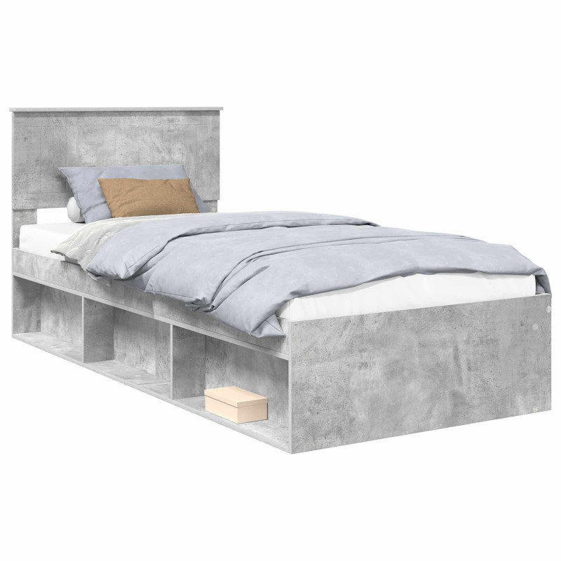 Ramka łóżka Szary beton 90 x 190 cm Lite drewno sosnowe