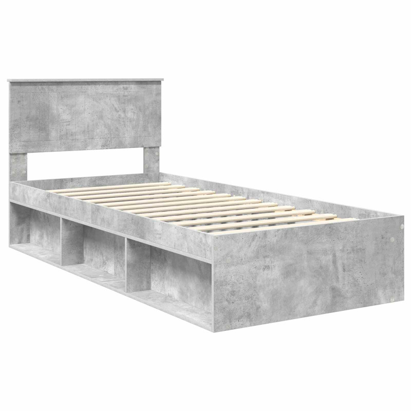 Ramka łóżka Szary beton 90 x 190 cm Lite drewno sosnowe