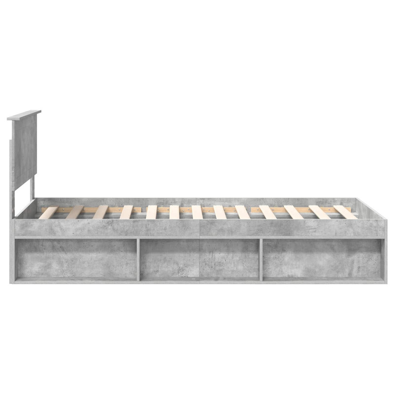 Ramka łóżka Szary beton 90 x 190 cm Lite drewno sosnowe