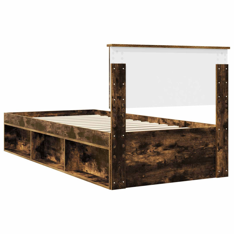 Ramka łóżka Dąb wędzony 90 x 190 cm Lite drewno sosnowe