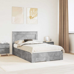 Ramka łóżka Betonowy szary 120 x 200 cm Materiał drewnopochodny