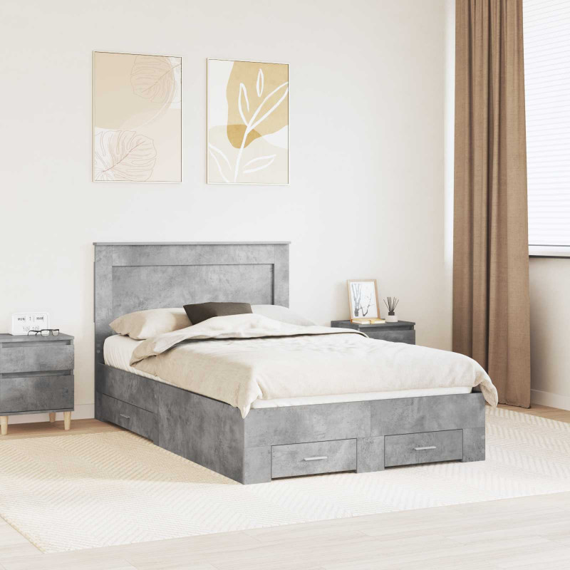 Ramka łóżka Betonowy szary 120 x 200 cm Materiał drewnopochodny