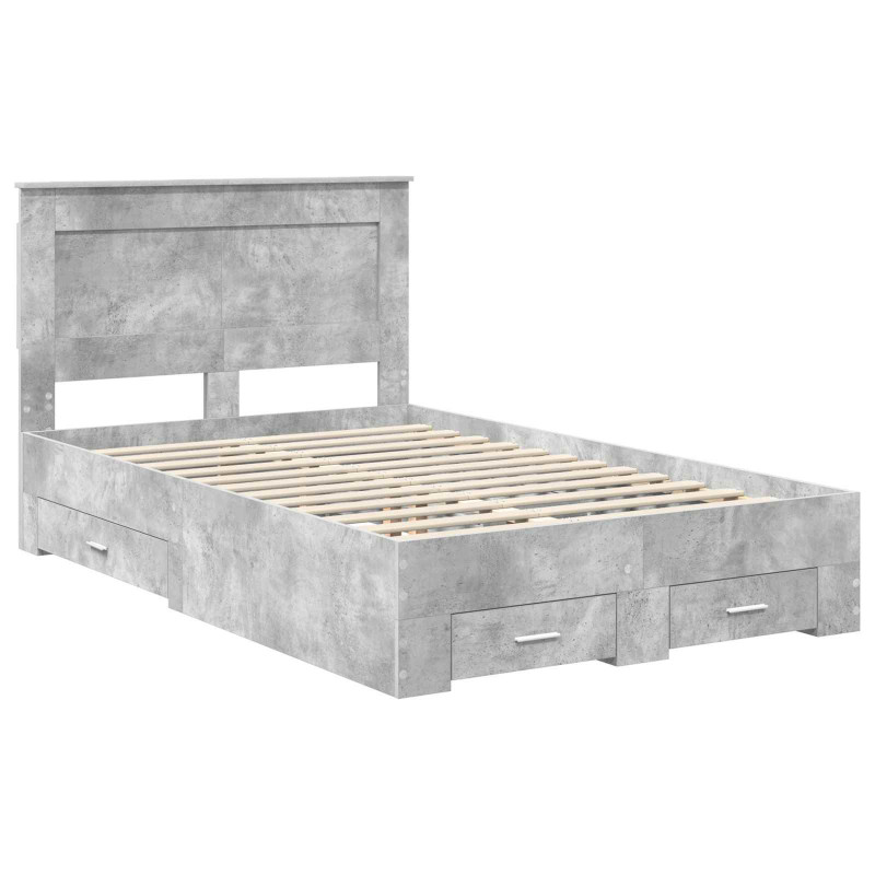 Ramka łóżka Betonowy szary 120 x 200 cm Materiał drewnopochodny
