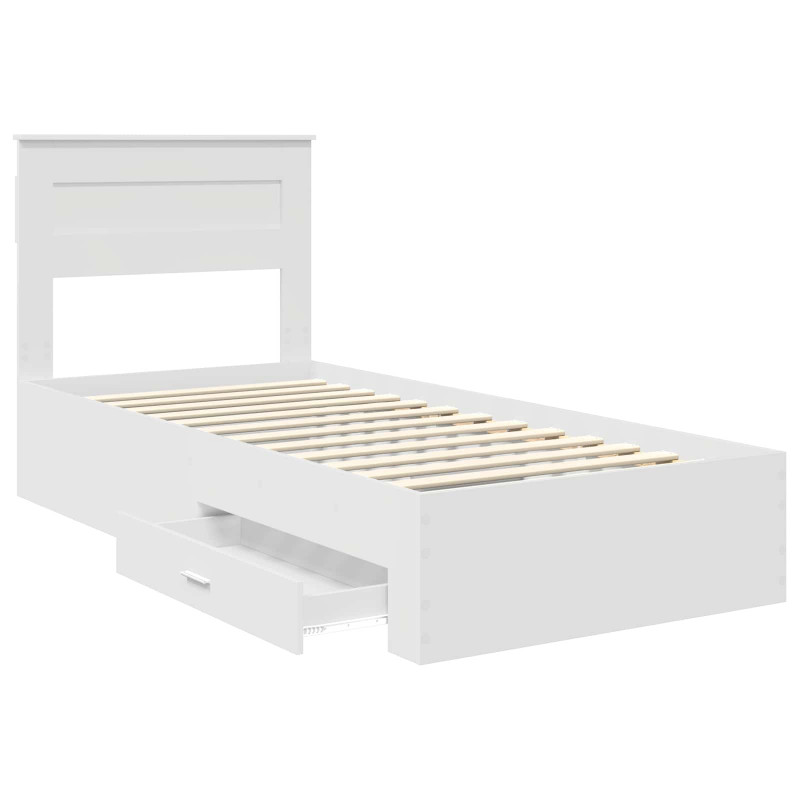 Ramka łóżka Białe i srebro 75 x 190 cm Materiał drewnopochodny