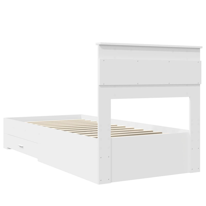 Ramka łóżka Białe i srebro 75 x 190 cm Materiał drewnopochodny