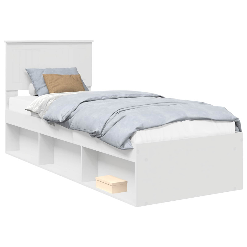 Ramka łóżka Z zagłówkiem Biały 75 x 190 cm Lite drewno sosnowe