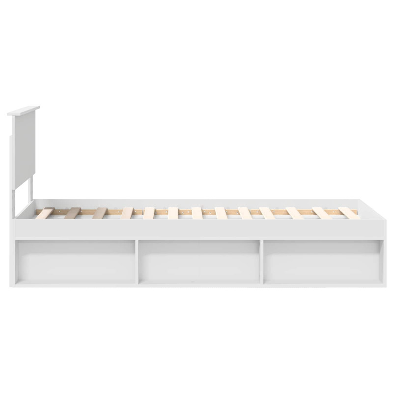 Ramka łóżka Z zagłówkiem Biały 75 x 190 cm Lite drewno sosnowe