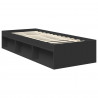 Ramka łóżka Z zagłówkiem Czarny 75 x 190 cm Lite drewno sosnowe