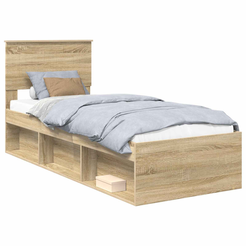 Ramka łóżka Dąb Sonoma 75 x 190 cm Lite drewno sosnowe