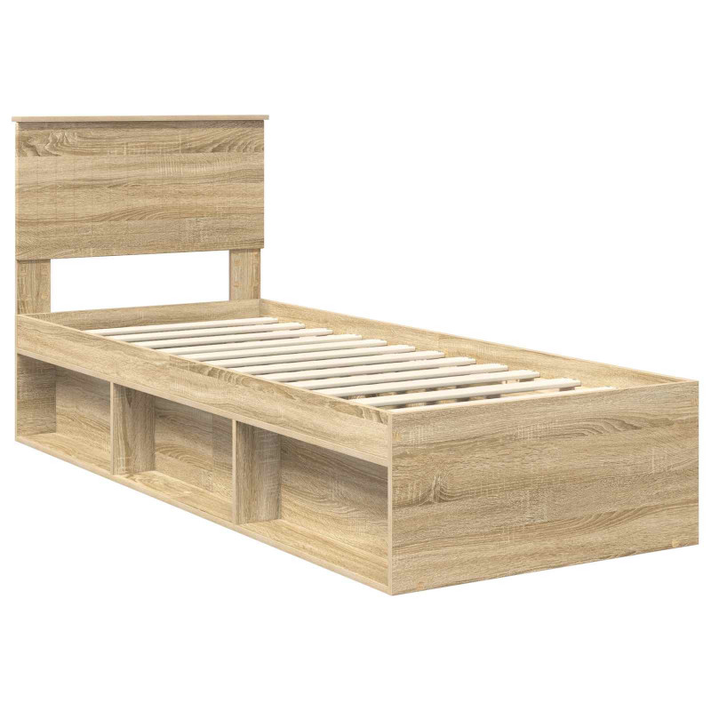Ramka łóżka Dąb Sonoma 75 x 190 cm Lite drewno sosnowe