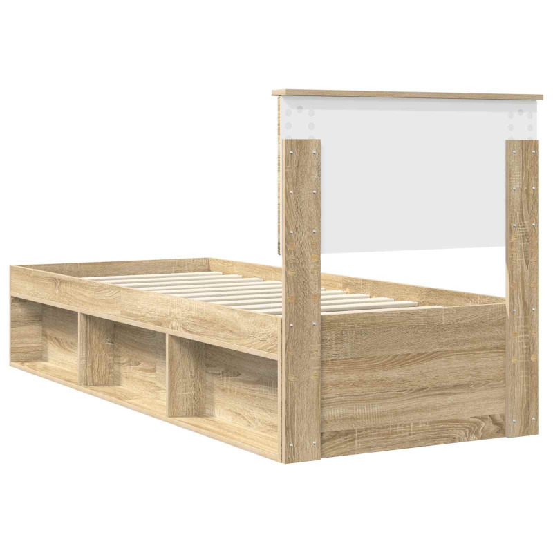 Ramka łóżka Dąb Sonoma 75 x 190 cm Lite drewno sosnowe