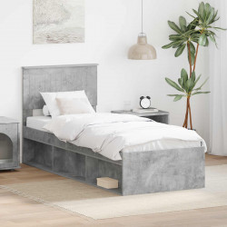 Ramka łóżka Szary beton 75 x 190 cm Lite drewno sosnowe