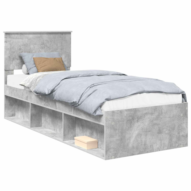 Ramka łóżka Szary beton 75 x 190 cm Lite drewno sosnowe