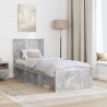 Ramka łóżka Szary beton 75 x 190 cm Lite drewno sosnowe