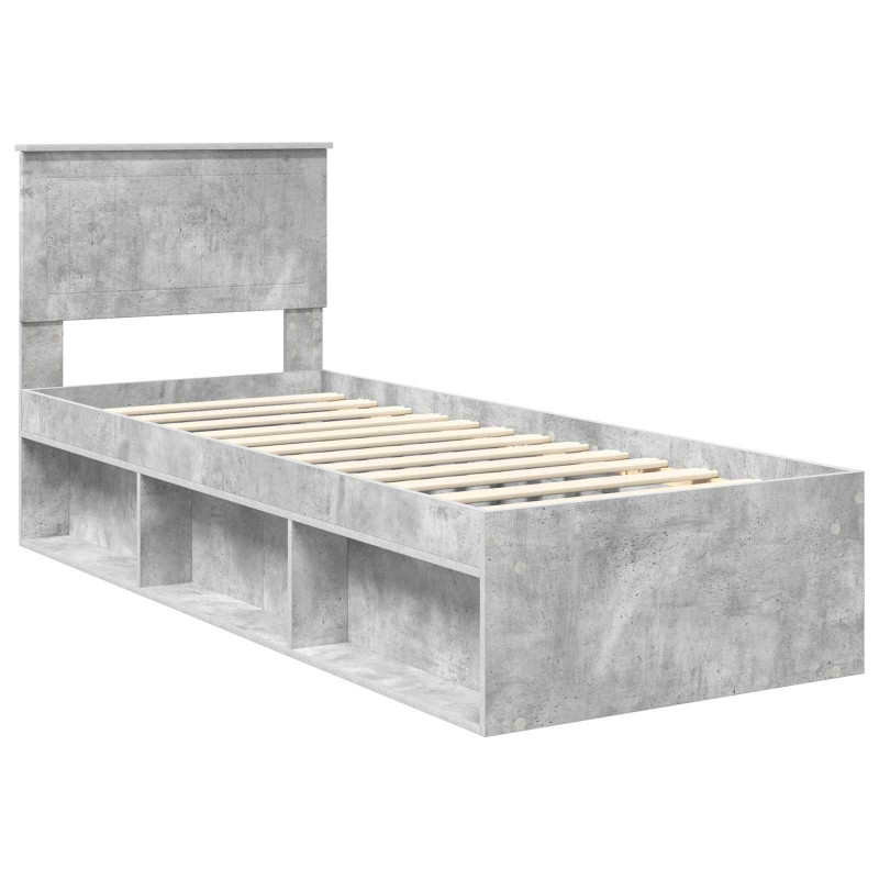 Ramka łóżka Szary beton 75 x 190 cm Lite drewno sosnowe