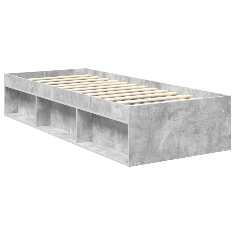 Ramka łóżka Szary beton 75 x 190 cm Lite drewno sosnowe