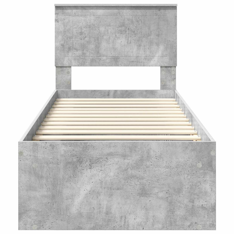 Ramka łóżka Szary beton 75 x 190 cm Lite drewno sosnowe