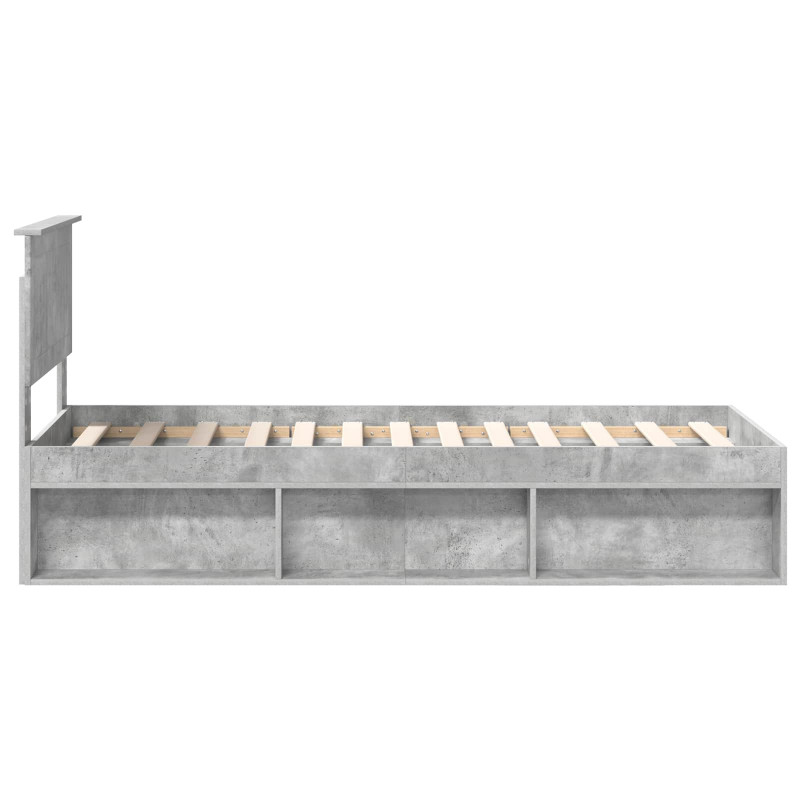Ramka łóżka Szary beton 75 x 190 cm Lite drewno sosnowe