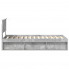 Ramka łóżka Szary beton 75 x 190 cm Lite drewno sosnowe
