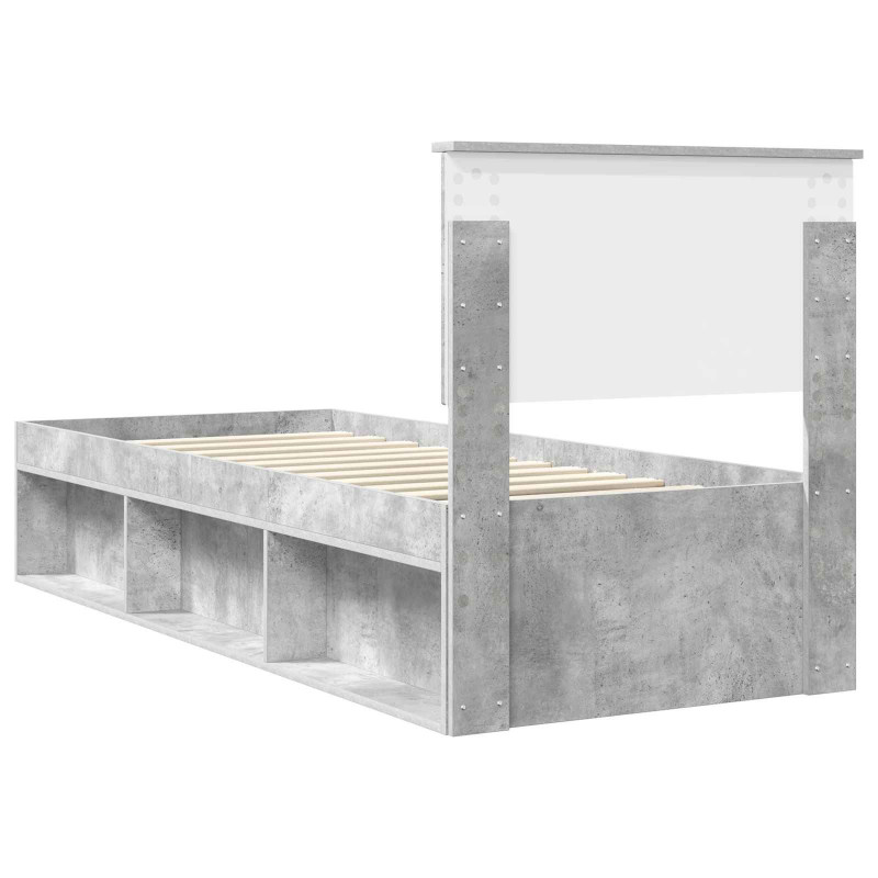 Ramka łóżka Szary beton 75 x 190 cm Lite drewno sosnowe