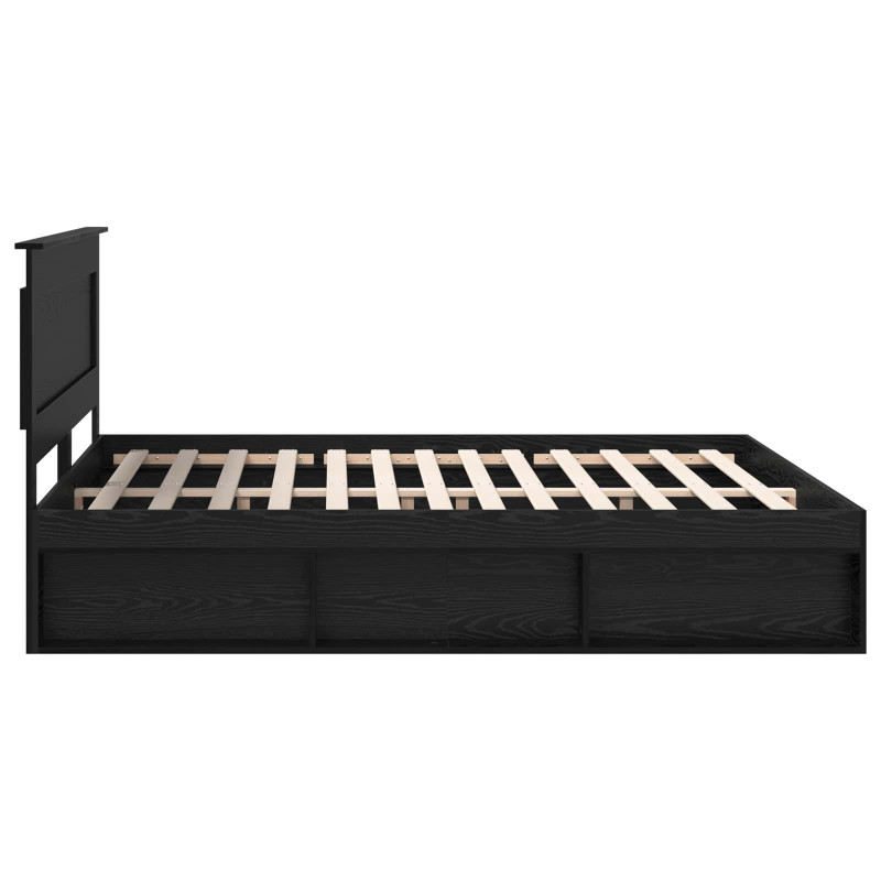 Ramka łóżka Czarny 200 x 200 cm Lite drewno sosnowe