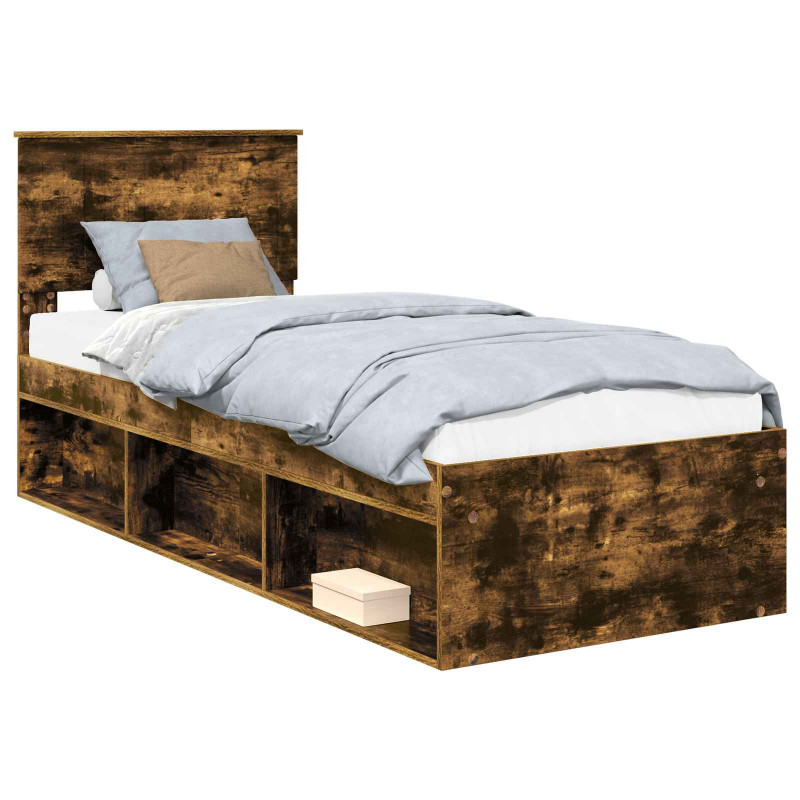 Ramka łóżka Dąb wędzony 75 x 190 cm Lite drewno sosnowe