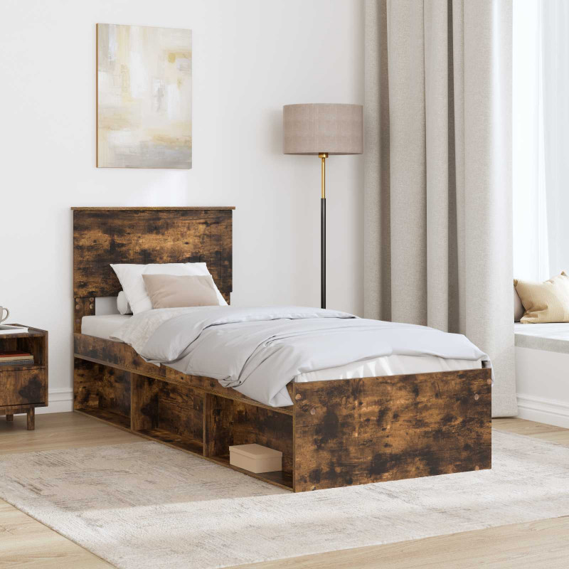 Ramka łóżka Dąb wędzony 75 x 190 cm Lite drewno sosnowe