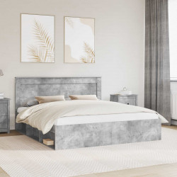 Ramka łóżka Betonowy 200 x 200 cm Lite drewno sosnowe