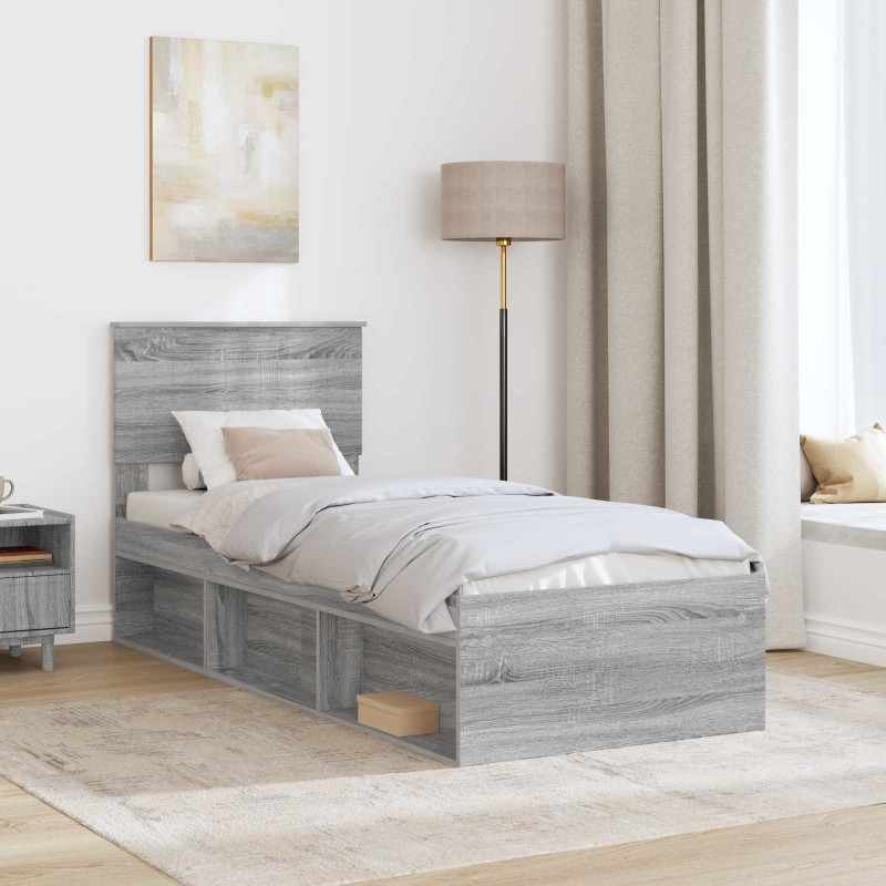 Ramka łóżka Szary Sonoma 75 x 190 cm Lite drewno sosnowe