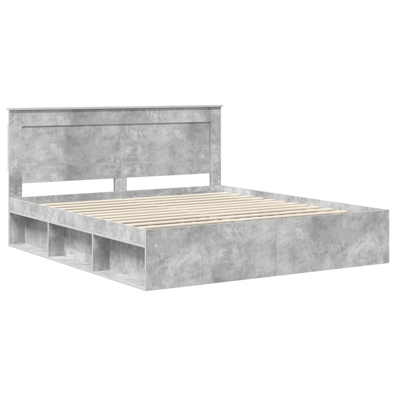 Ramka łóżka Betonowy 200 x 200 cm Lite drewno sosnowe