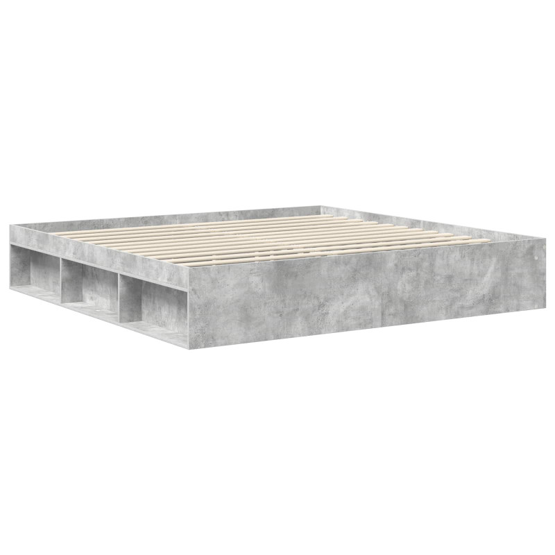 Ramka łóżka Betonowy 200 x 200 cm Lite drewno sosnowe