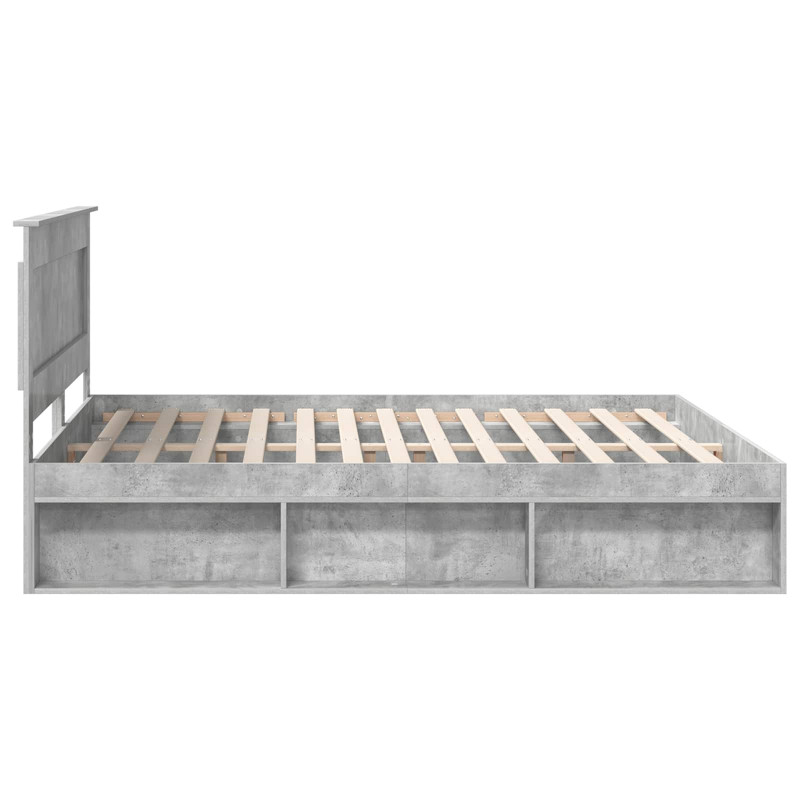 Ramka łóżka Betonowy 200 x 200 cm Lite drewno sosnowe
