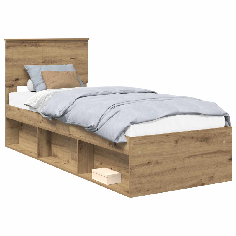 Ramka łóżka Dąb rzemieślniczy 75 x 190 cm Lite drewno sosnowe