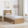 Ramka łóżka Dąb rzemieślniczy 75 x 190 cm Lite drewno sosnowe