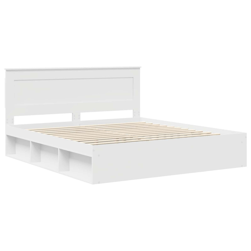 Ramka łóżka Z zagłówkiem Biały 180 x 200 cm Lite drewno sosnowe