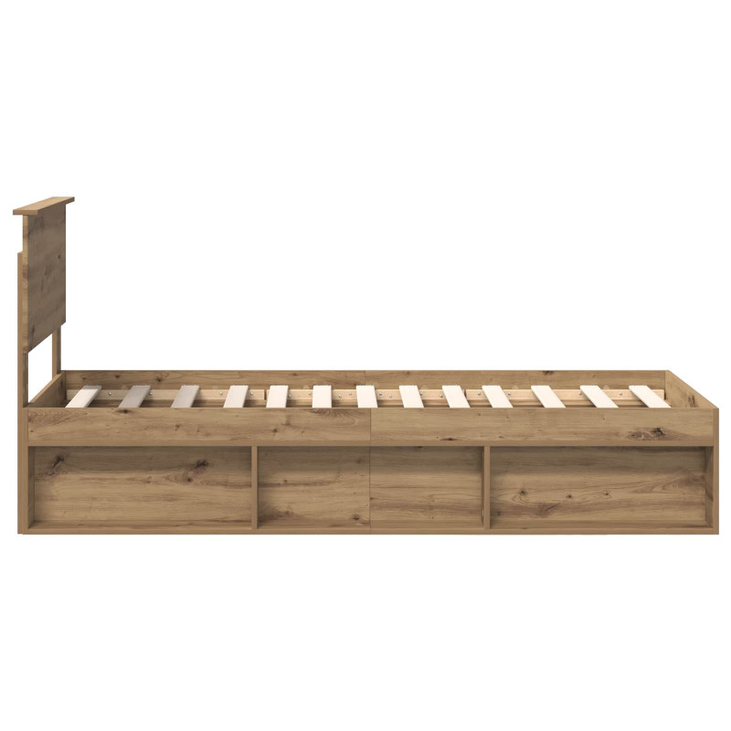 Ramka łóżka Dąb rzemieślniczy 75 x 190 cm Lite drewno sosnowe
