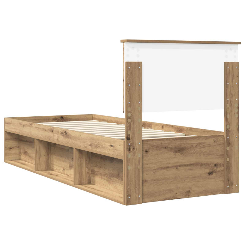 Ramka łóżka Dąb rzemieślniczy 75 x 190 cm Lite drewno sosnowe