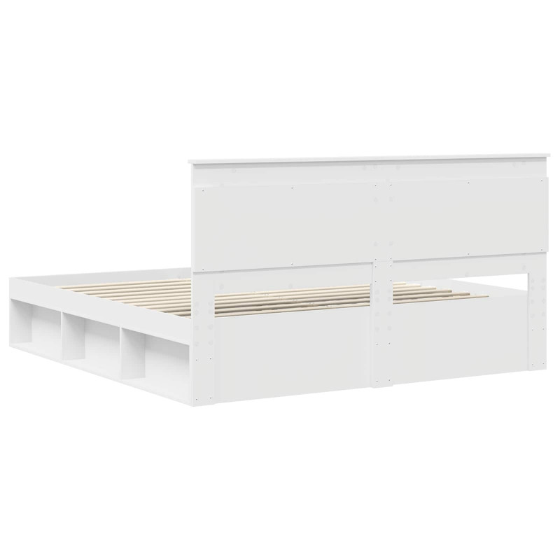 Ramka łóżka Z zagłówkiem Biały 180 x 200 cm Lite drewno sosnowe