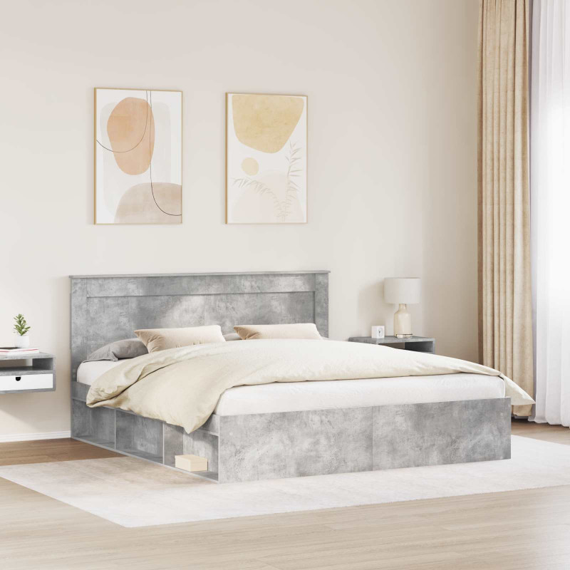 Ramka łóżka Betonowy 180 x 200 cm Lite drewno sosnowe