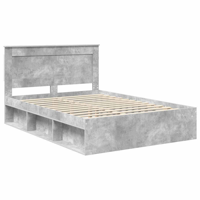 Ramka łóżka Betonowy 160 x 200 cm Lite drewno sosnowe