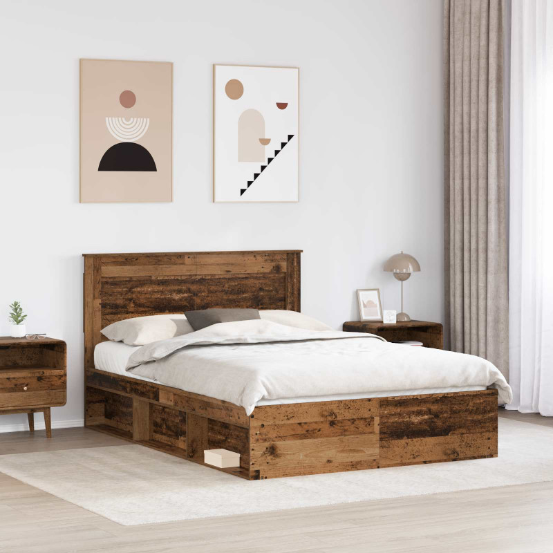Ramka łóżka Stare drewno 160 x 200 cm Lite drewno sosnowe