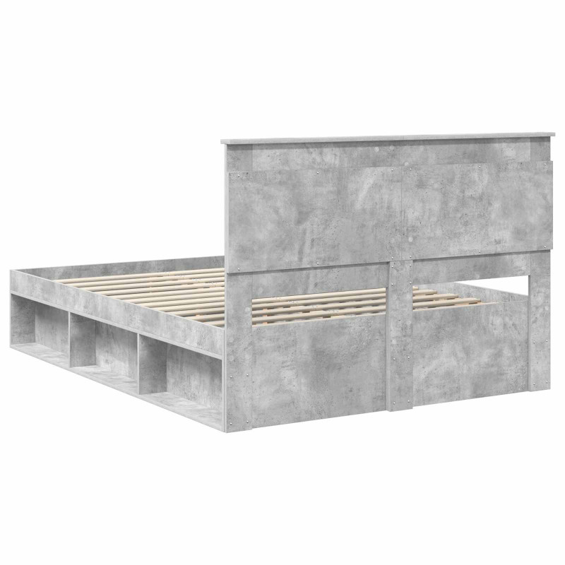 Ramka łóżka Szary beton 150 x 200 cm Lite drewno sosnowe