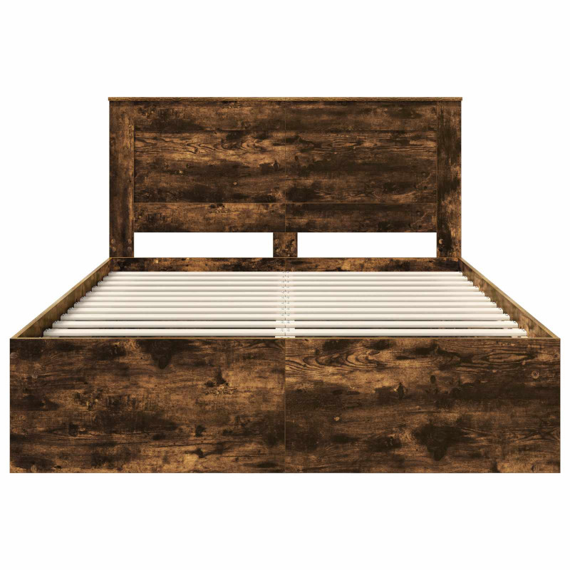 Ramka łóżka Dąb wędzony 150 x 200 cm Lite drewno sosnowe